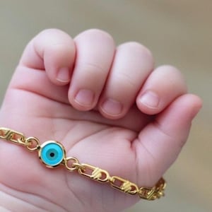 Gold Evil Eye Newborn Bracelet: Nazar Protection Jewelry for Infants
