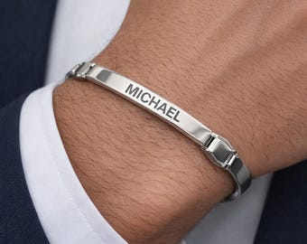 Pulsera de plata personalizada, brazalete para hombre, joyería vintage de plata esterlina.