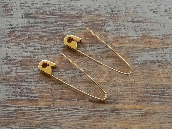 1.25 Gold Safety Pin Earrings Jewelry Punk Earrings Safety Pin Movement Solidarity Dangle Earrings Handmade Gift Hoop Earrings 9K 14K 18K Etsy