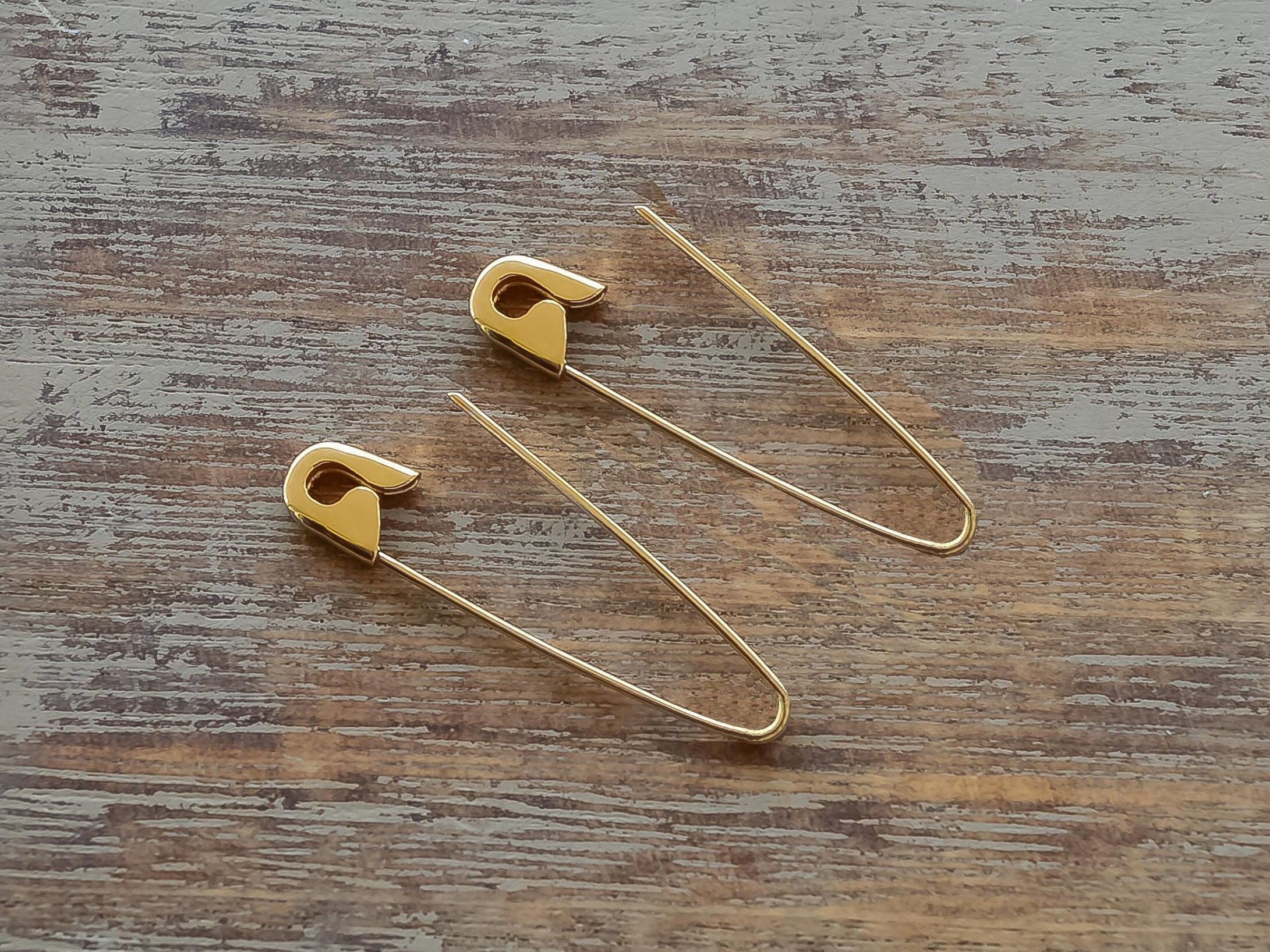 14k Gold Safety Pin Earrings