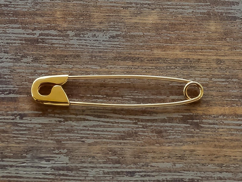 1.25 Inch Gold Safety Pin Gold Safety Pin Jewelry Gold Safety Pin Brooch 9K,14K,18K image 3