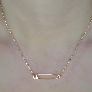 Sterling Silver Safety Pin Necklace: Edgy Minimalist Charm Jewelry