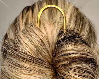 Silver Hair Bun Holder Pin : Modern Minimalist Elegant Luxury Hair Jewelry 3.5 Inches