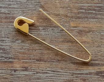 1.25 Inch Gold Safety Pin Earring Cartilage Earring Gift For Her  9K,14K,18K One Piece.