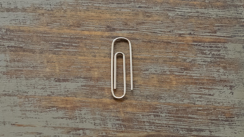 One Inch Paperclip Handmade Sterling Silver Paperclip Earring: Minimalist Wire Jewelry - Etsy