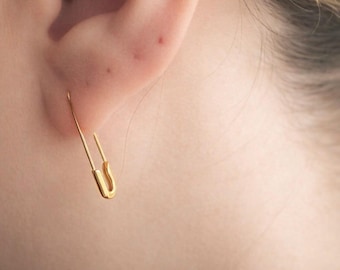 Boucles d'oreilles à épingles à nourrice en or 14 carats 2,5 cm