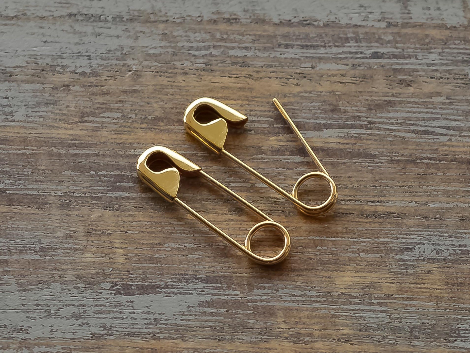 3/4'' Safety Pin Earrings Gold 14K - Etsy