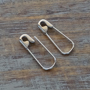 Orecchini a cerchio con spilla di sicurezza in oro bianco da 3/4 pollici punk 9K 14K 18K