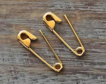 3/4''  Gold safety pin earrings jewelry unique punk cartilage earrings  handmade gold safety pins gold earrings gift for her 9K 14K 18K