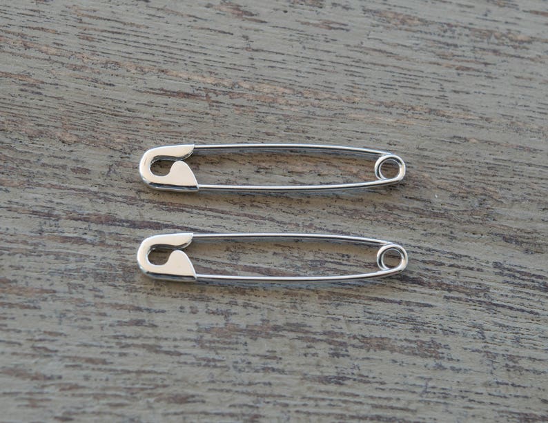 1.25 Inch White Gold Safety Pin Earrings Cartilage Earrings Etsy