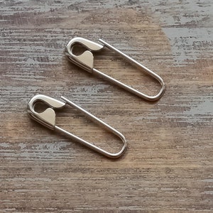 Sterlingzilveren veiligheidsspeld hoepeloorbellen - Edgy Punk Jewellery 3/4 inch