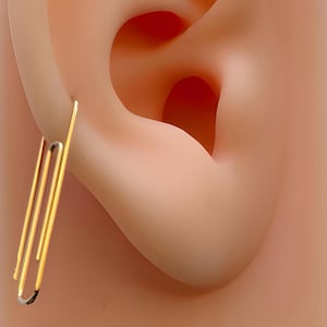 Trombone, boucle d'oreille minimaliste dorée, bijoux délicats, boucle d'oreille tendance, cadeau pour elle 2,5 cm