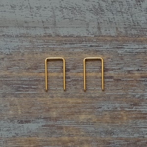 1/2 '' Gold Square Arc Mini Wire Hoop Boucles d’oreilles en 9K / 14K / 18K