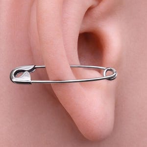 Orecchino per cartilagine con spilla di sicurezza in argento sterling: gioielli minimalisti ed audaci da 1 pollice