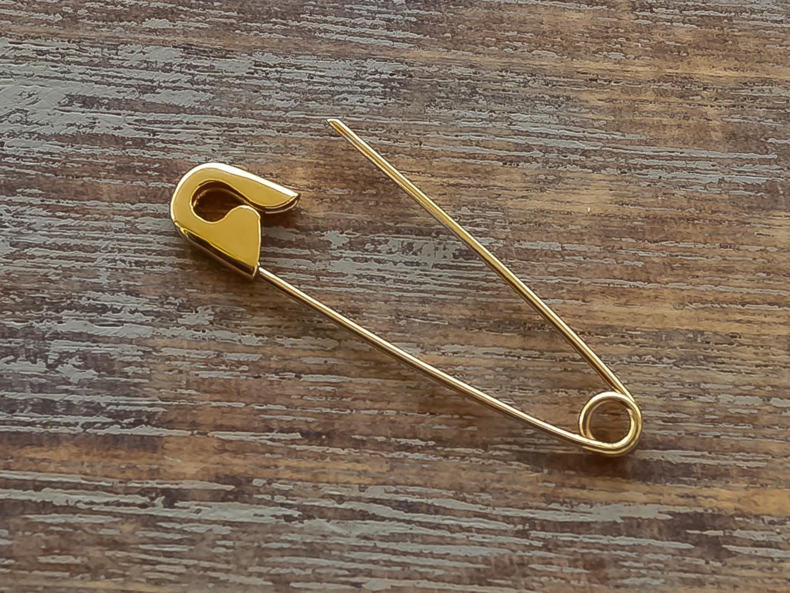 14K Gold Safety Pin Earring Solid Gold Safety Pin Earring Etsy
