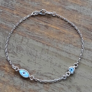 Evil eye bracelet sterling silver evil eye jewelry evil eye charm bracelet 925 sterling silver protection chain bracelet gift for her