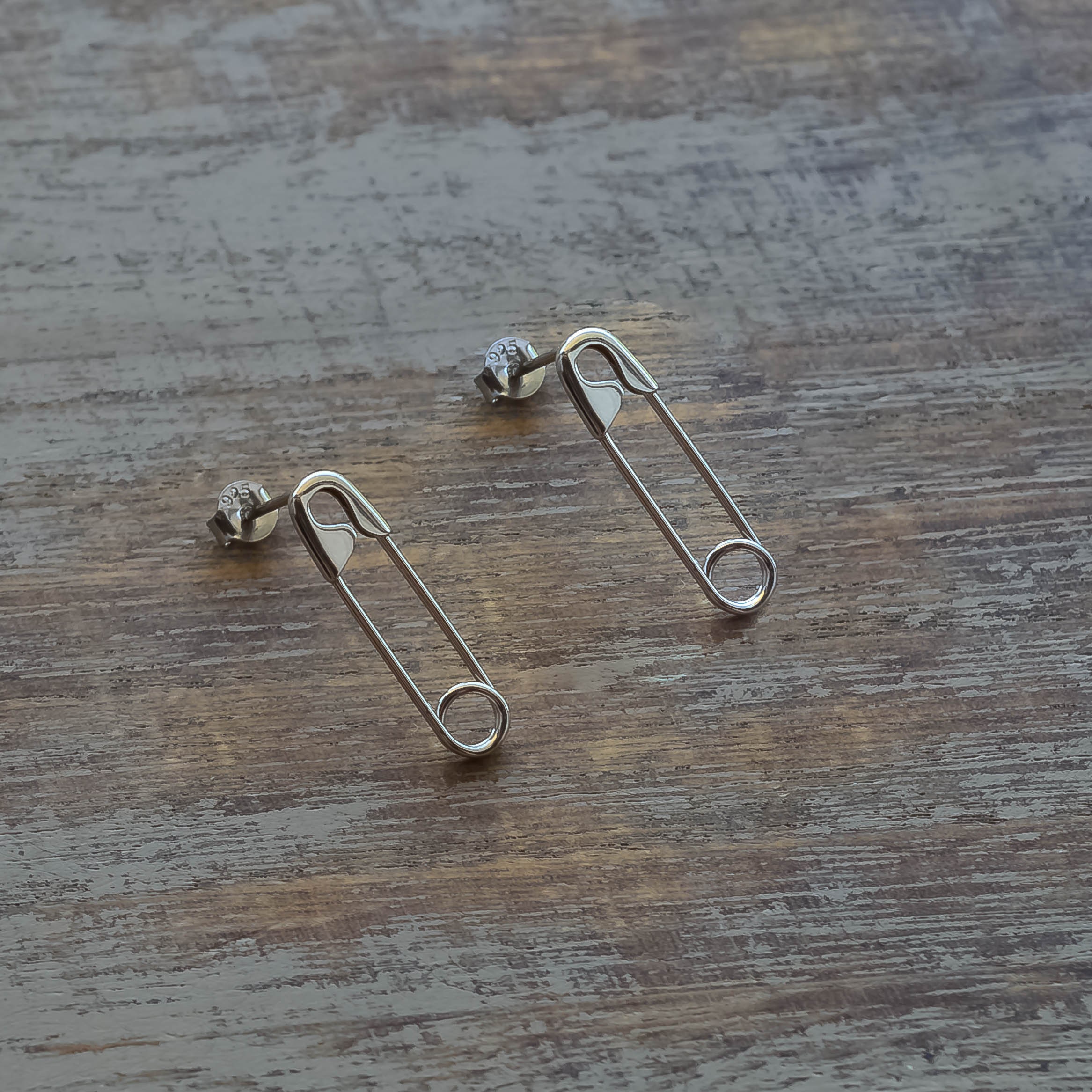 3/4 Sterling Silver Safety Pin Stud Earrings Unique Etsy