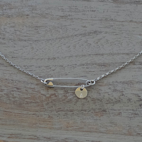 Collier personnalisé avec épingle à nourrice en argent, bijoux à breloques solidaires, mouvement avec épingle à nourrice en argent sterling, collier délicat pour petite amie, cadeau