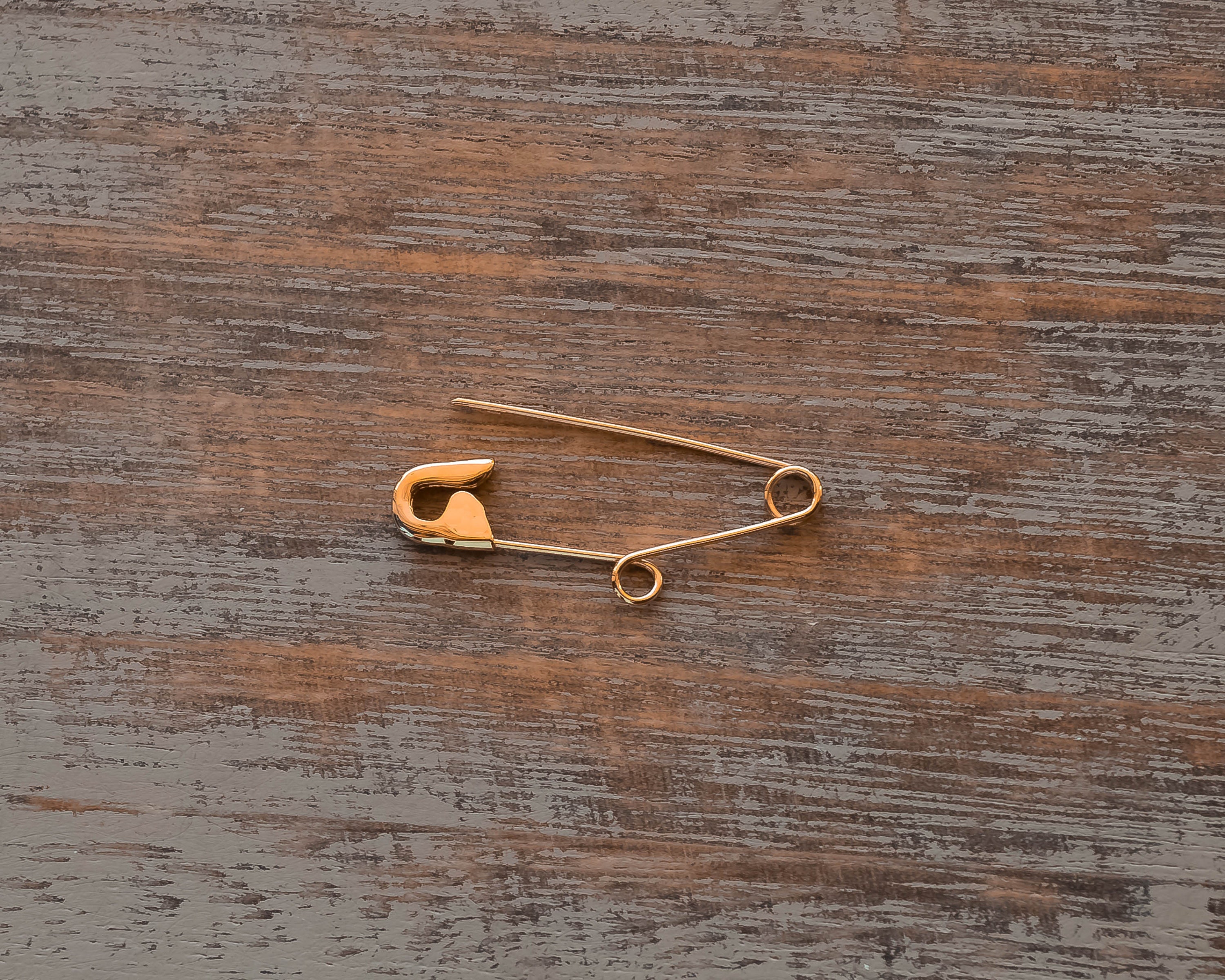 Gold Safety Pin Charm Holder 9K 14K 18K Etsy
