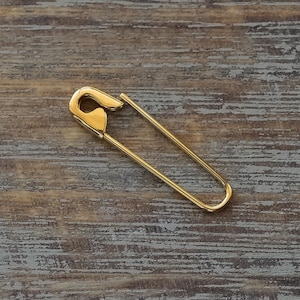 14K Gold Safety Pin Hoop Earring 1''