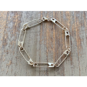 Sterling Silver Safety Pin Bracelet: Edgy Punk Goth Jewelry