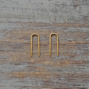 Gold Horseshoe Arc Minimalist Open Hoop Threader Modern Earrings Gift For Her 3/4''