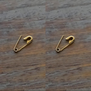 5/8'' Gold Safety Pin Mini Punk Earrings | 9K 14K 18K