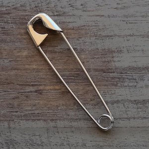 Sterling Silver Safety Pin: Large Kilt Brooch, Shawl Pin 2.5 Inches