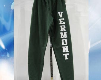 Vermont Sweatpants 10oz // White Vermont on Forest Green Sweatpants // Vermont clothing // 802 clothing // 802 store // Lovermont