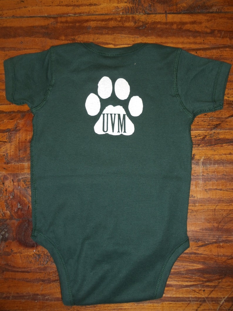 vermont kids clothes vermont clothes UVM kid clothes Toddler clothing University of Vermont Onesies w UVM Paw on back VT Bodysuit