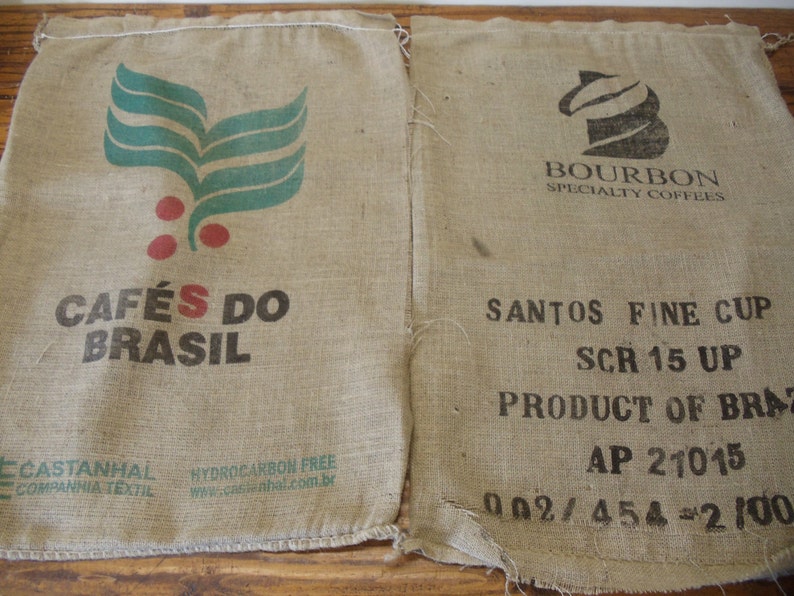 3 THREE Used Coffee Bean Burlap Bags Burlap Coffee Bags Etsy