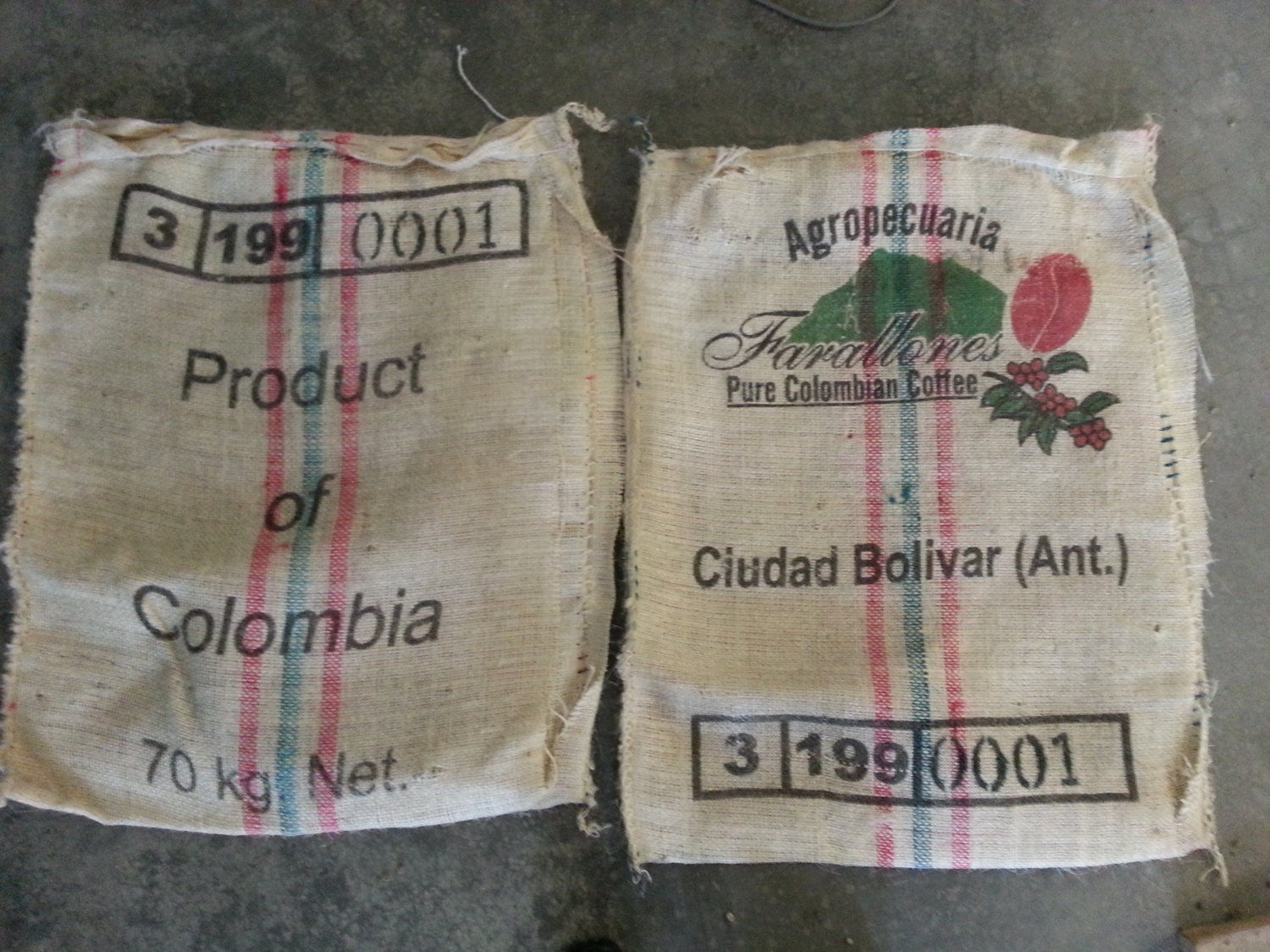 3 THREE Used Coffee Bean Burlap Bags Burlap Coffee Bags Etsy