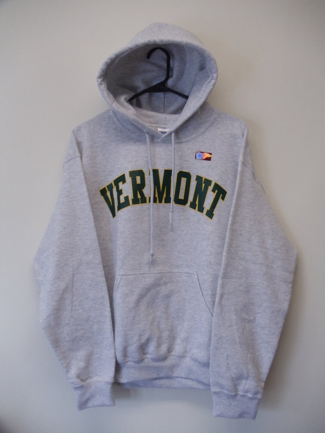 Vermont Hooded Sweatshirt on Light Gray Hoodie Forest Green