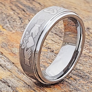 Tungsten ring, mens gift, mens promise ring, celtic claddagh ring, claddagh ring, tungsten wedding, rings for men, tungsten simple mens ring