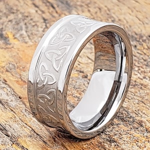 Tungsten ring, mens tungsten ring, mens celtic ring, celtic wedding band, celtic ring, celtic knot ring, tungsten band, irish ring, tungsten