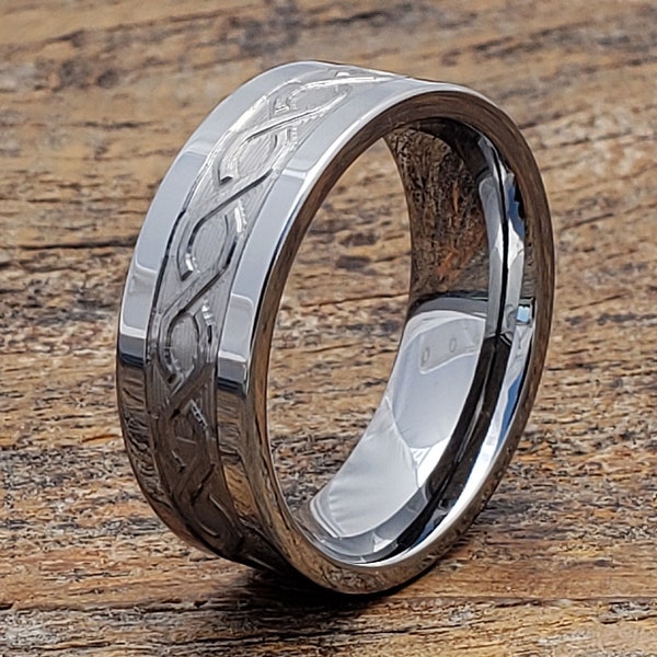 Tungsten ring, mens wedding band, carved ring, mens ring, carved wedding band, mens tungsten ring, mens celtic ring, celtic wedding band