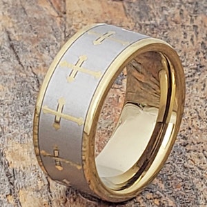 Tungsten ring, mens wedding band, gold tungsten ring, flat gold ring, mens celtic ring, celtic wedding band, celtic ring, celtic knot ring