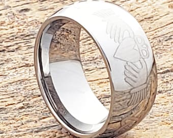 Tungsten ring, mens wedding band, mens celtic ring, mens tungsten ring, celtic claddagh ring, celtic wedding band, celtic ring, knot ring