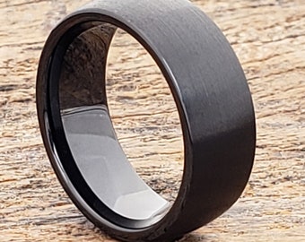 Tungsten ring, matte black ring, men's wedding ring, men's tungsten ring, black wedding band, men's engagement band, tungsten wedding ring