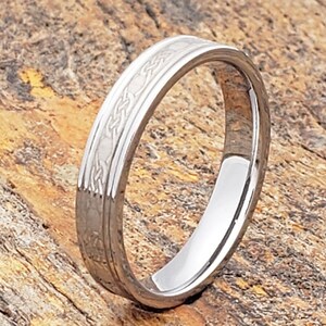 Celtic Tungsten Ring, Thin Knot Design, Comfort Fit Wedding Band