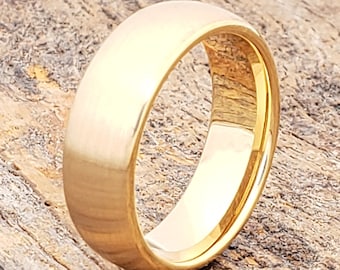 Tungsten ring, mens wedding band, gold tungsten ring, simple gold band, dome gold ring, mens wedding ring, rings for men, mens tungsten ring