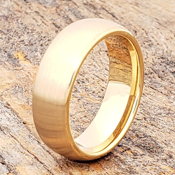 Tungsten ring, mens wedding band, gold tungsten ring, simple gold band, dome gold ring, mens wedding ring, rings for men, mens tungsten ring