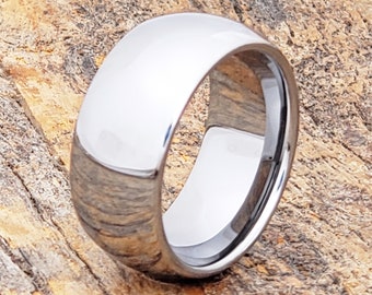 Polished Dome Tungsten Ring, Comfort Fit Wedding Band