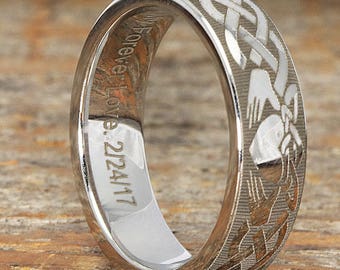 tungsten rings custom engraving claddagh rings by tungstenringsfm