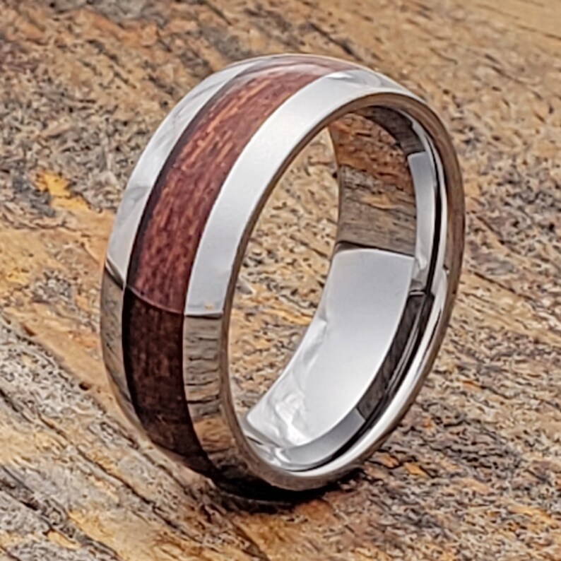 Mens Tungsten Wood Ring Whiskey Barrel Ring Mens Wedding