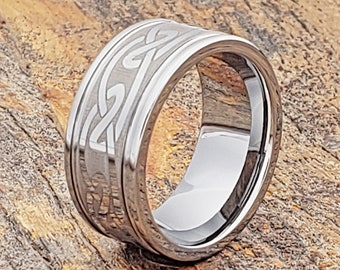Tungsten ring, mens wedding ring, mens tungsten ring, mens celtic ring, celtic wedding band, celtic ring, celtic knot ring, mens irish ring