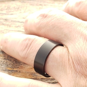 Tungsten ring, black tungsten ring, flat wedding band, matte black ring, matte wedding ring, mens tungsten ring, black tungsten wedding band image 8