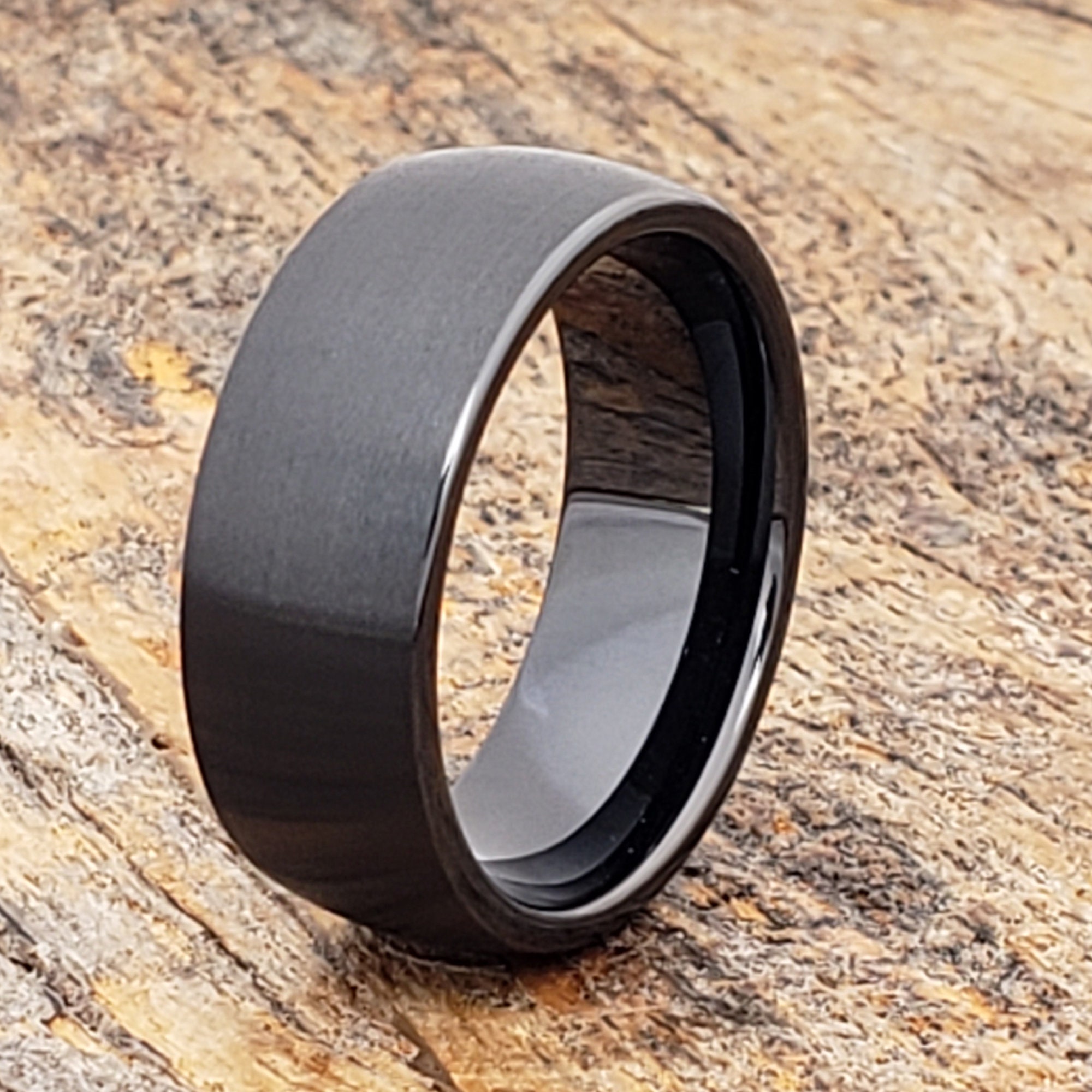 Matte black online wedding band