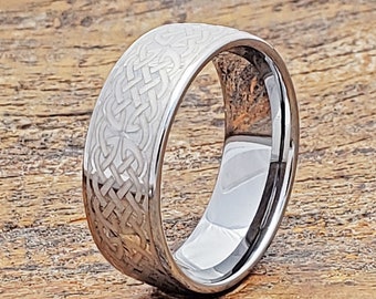 Tungsten ring, mens wedding band, celtic wedding band, mens celtic ring, celtic wedding ring, celtic ring, celtic knot ring, tungsten band