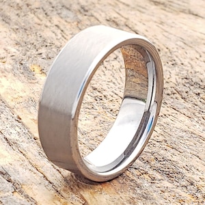 7mm flat wedding band, tungsten ring, mens wedding band, personalized ring, rings for men, matte wedding band, mens ring, mens tungsten ring